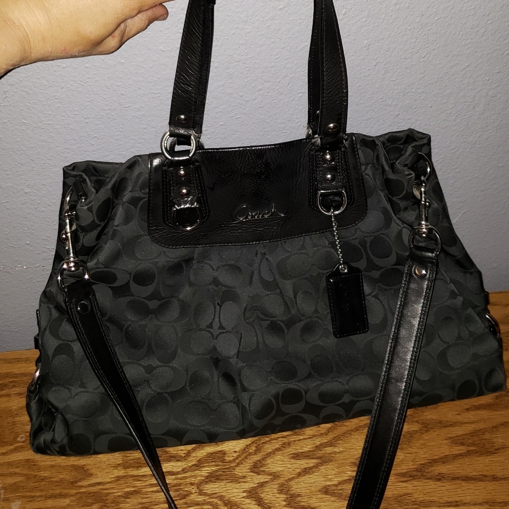 Black Coach handbag with removable shoulder strap